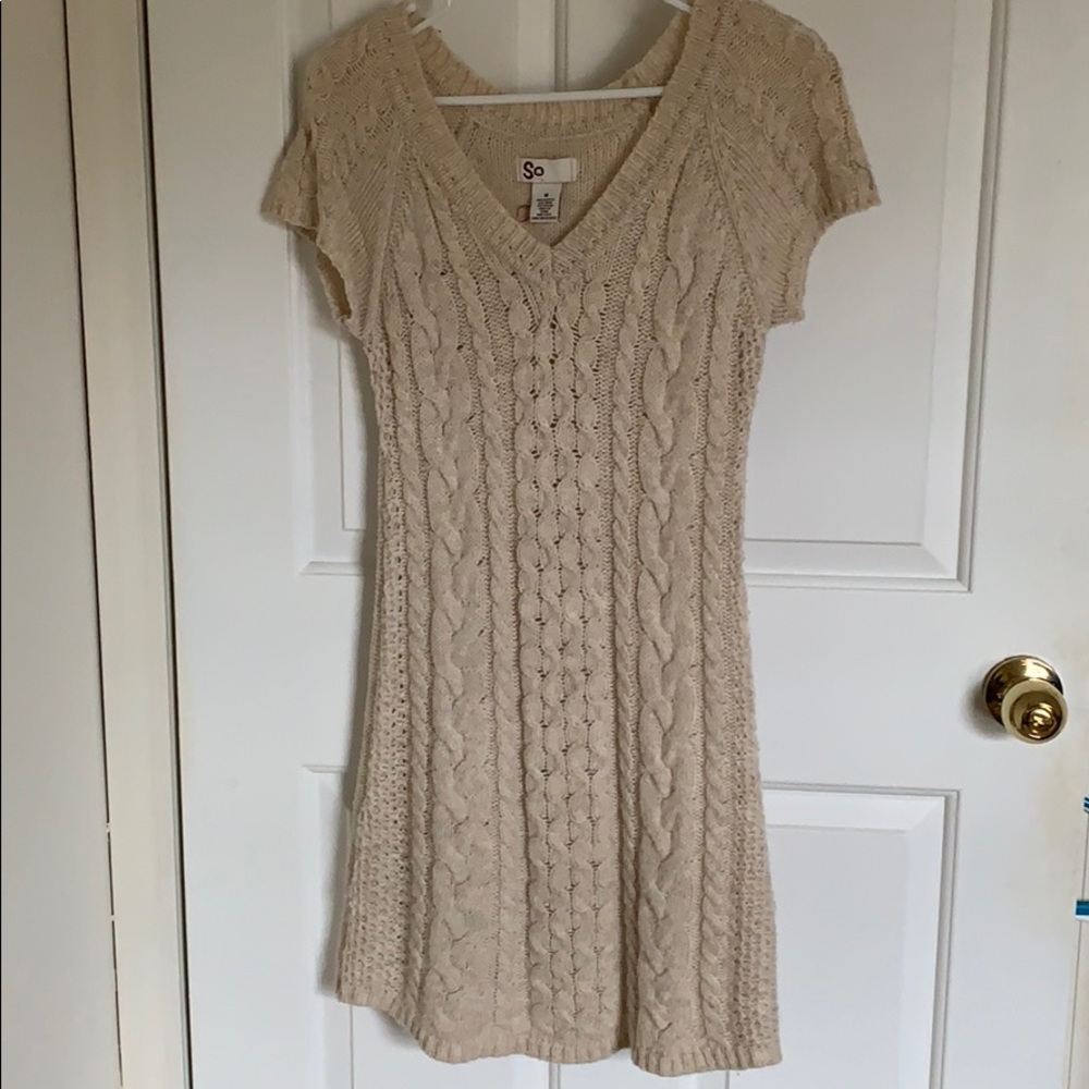 Off-white knit sweater dress